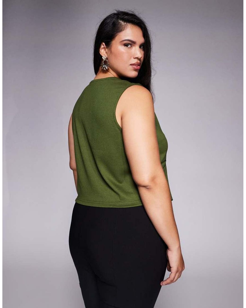 ASOS Green Asos Design Curve Jersey Twill Asymmetric Vest Top