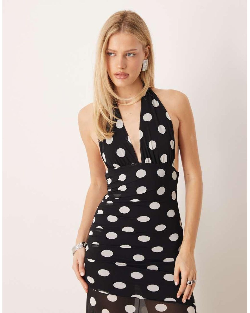 Gina Tricot White Halterneck Dropped Waist Maxi Dress
