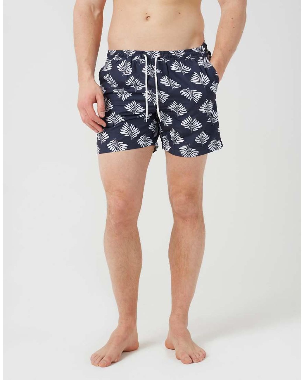 Brave Soul Blue Printed Swim Shorts for men