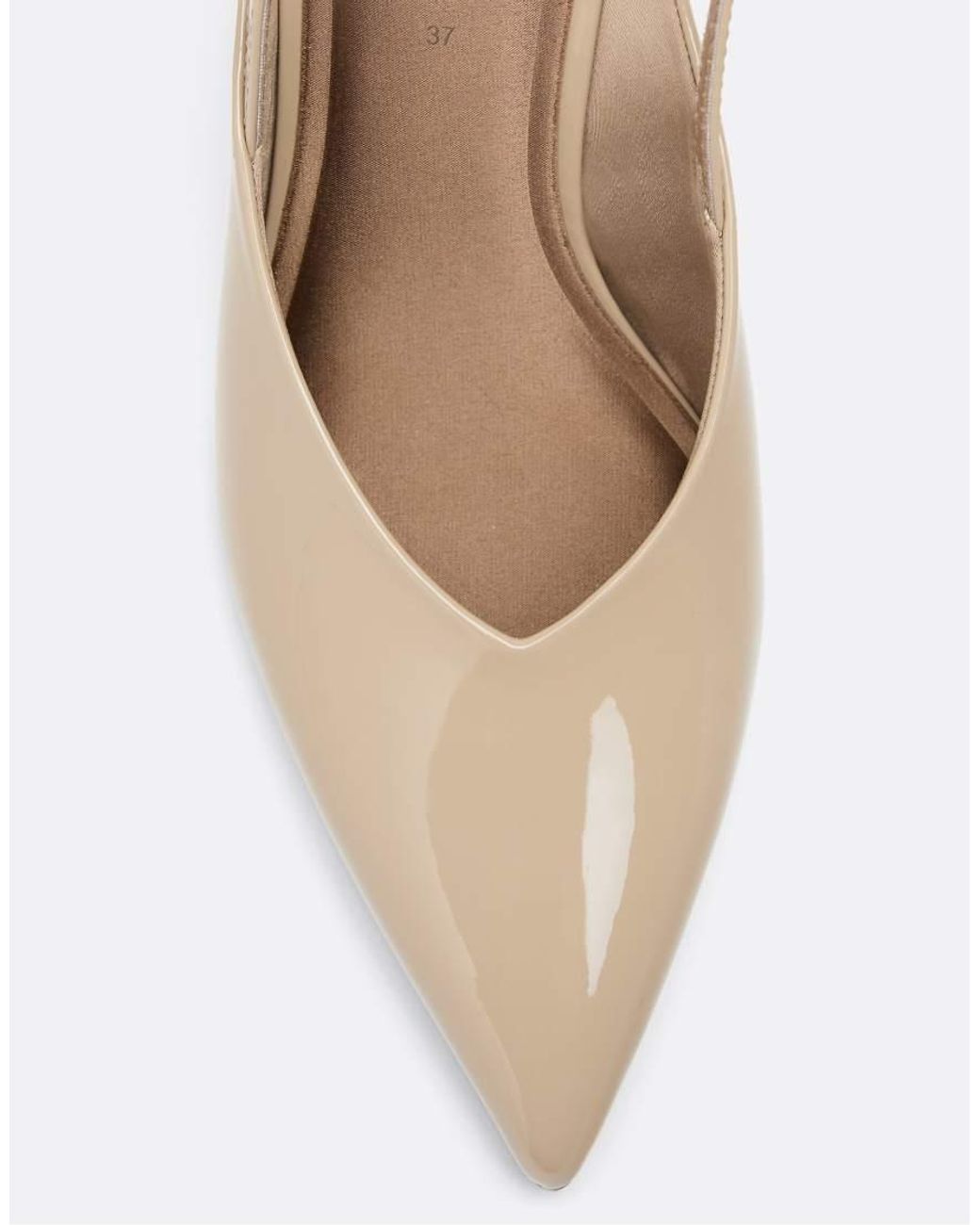 Stradivarius White Slingback V-Neck Heels