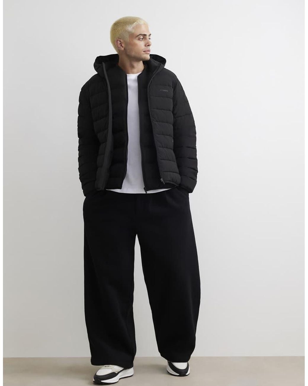 River Island Blue Muscle Fit Puffer Jacket for men