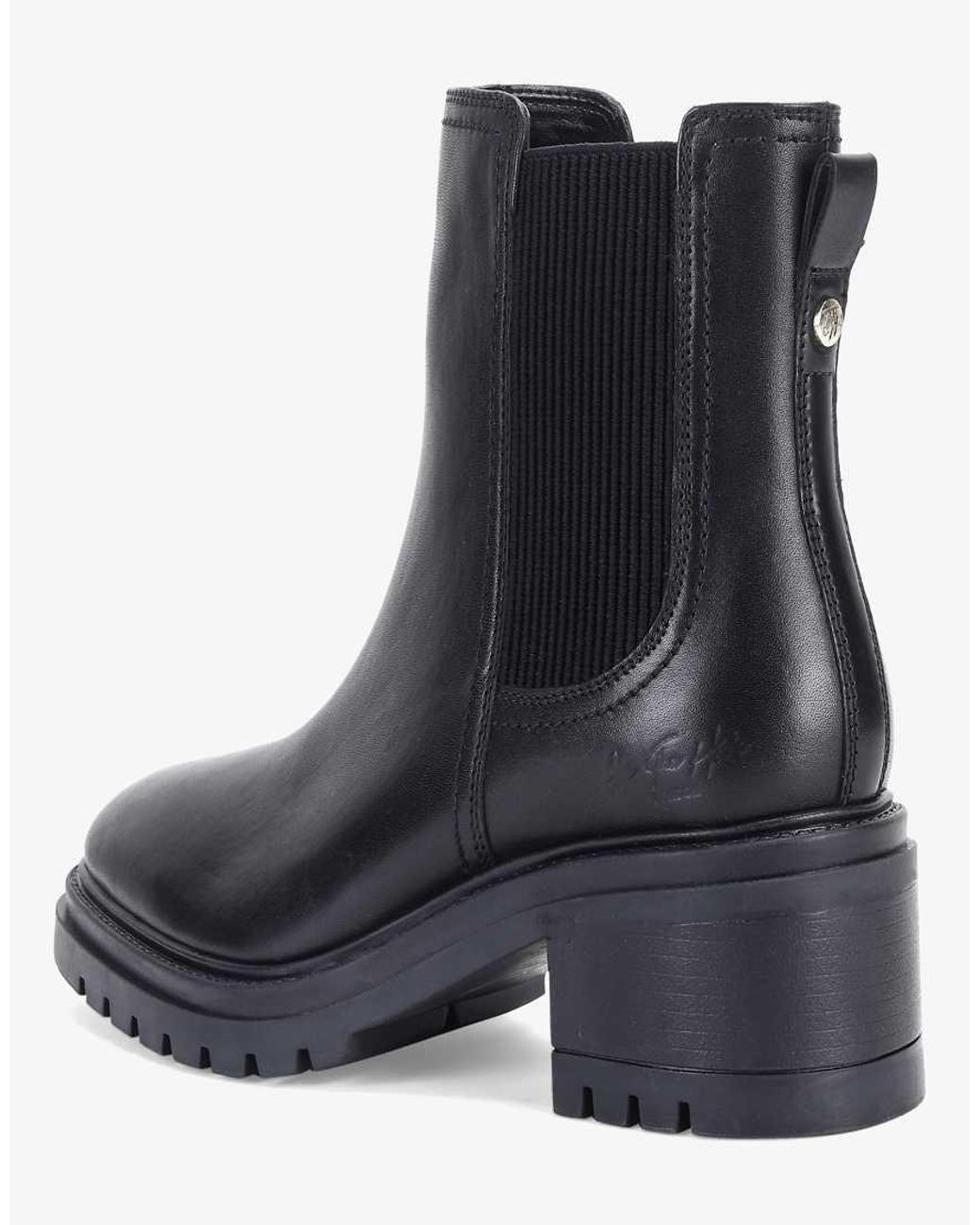 OFF THE HOOK Black 'Kington' Block Heel High Ankle Leather Chelsea Boots