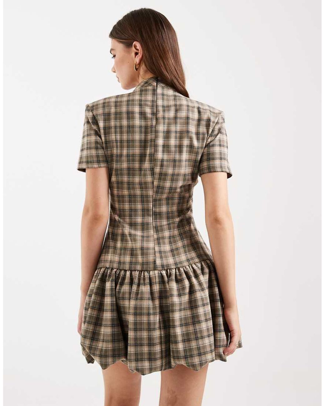 ASOS Natural Structured Bubble Hem Mini Dress