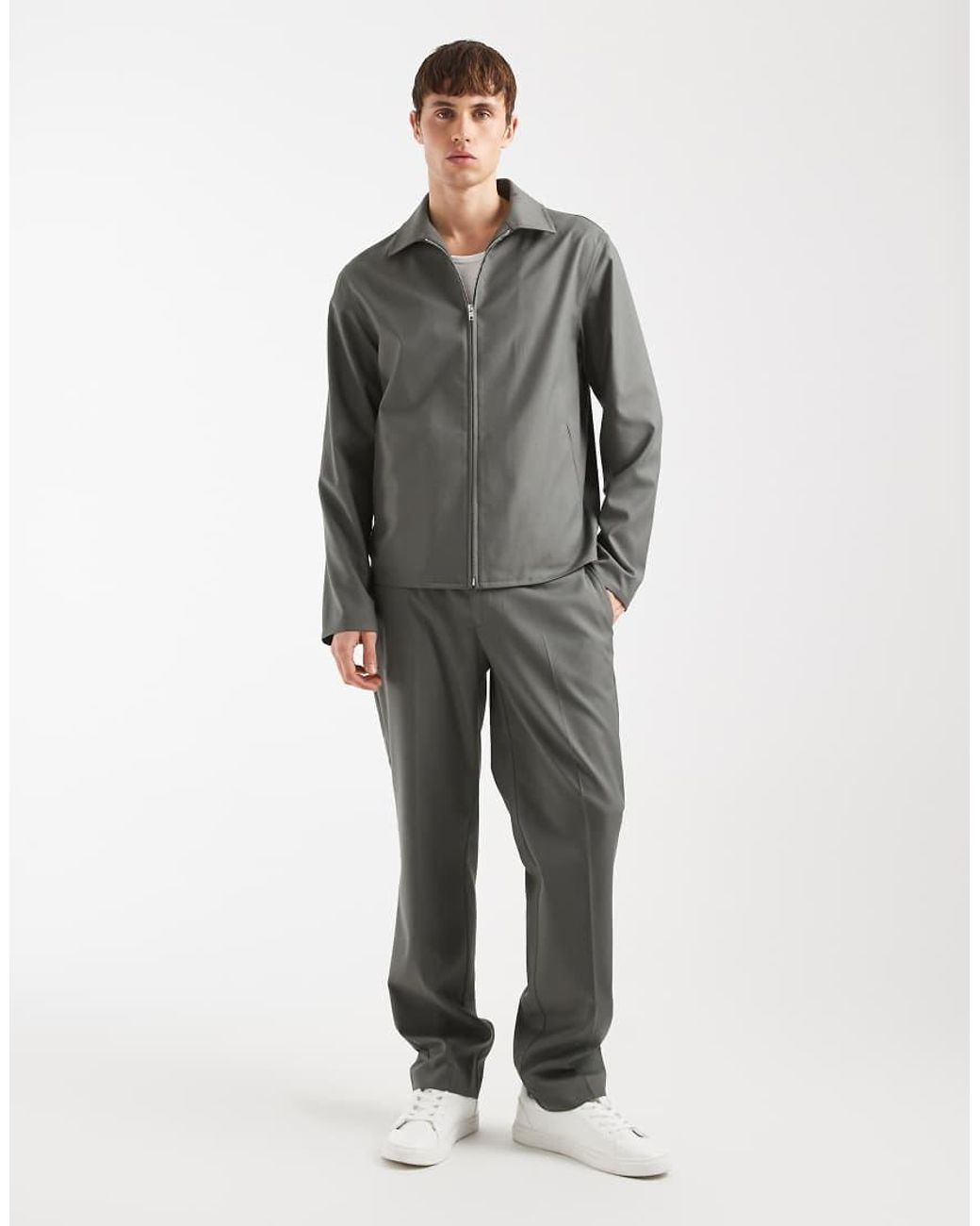 ASOS Gray Smart Co-Ord Harrington Jacket for men