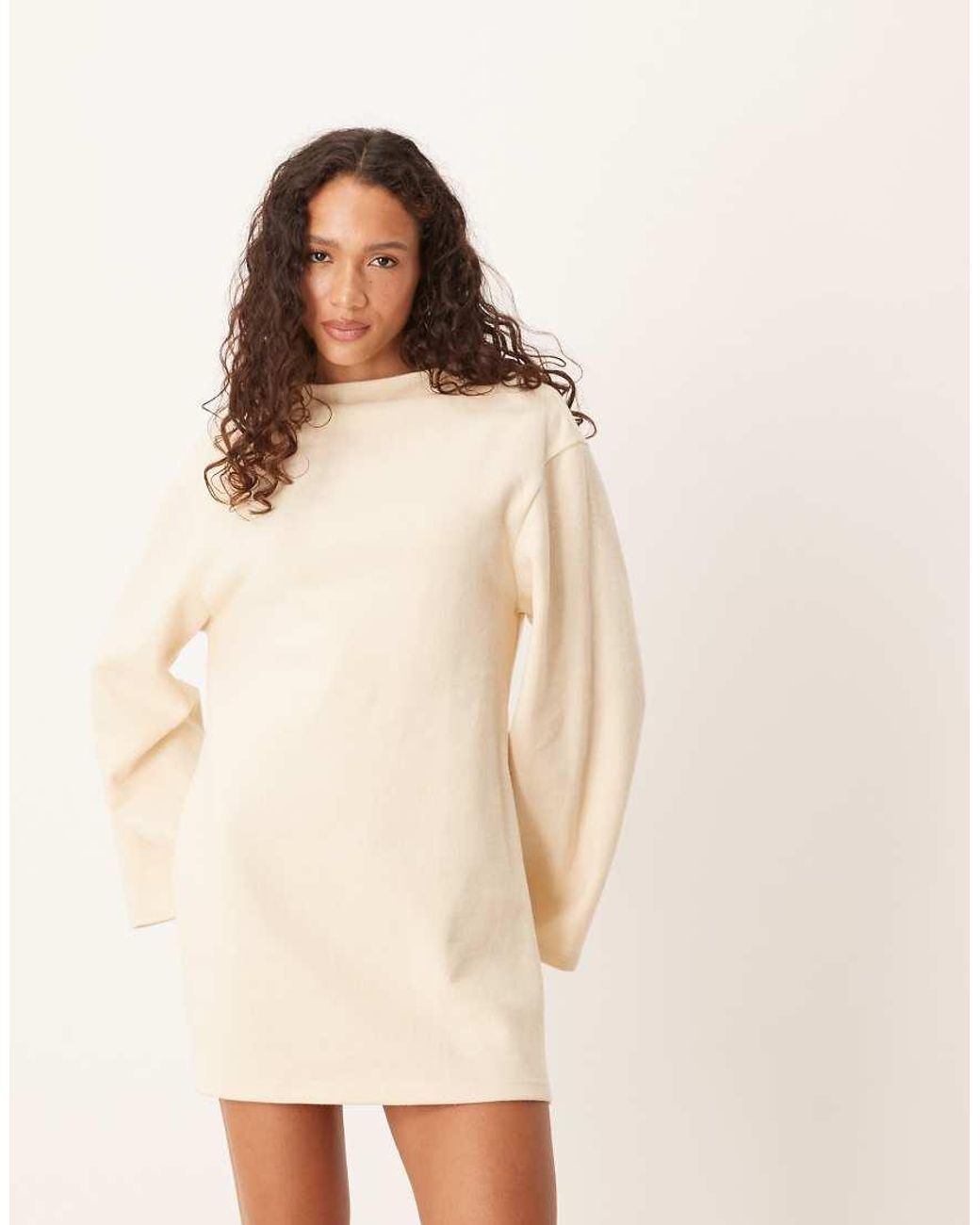 ASOS Natural Supersoft Wide Sleeve Mini Dress
