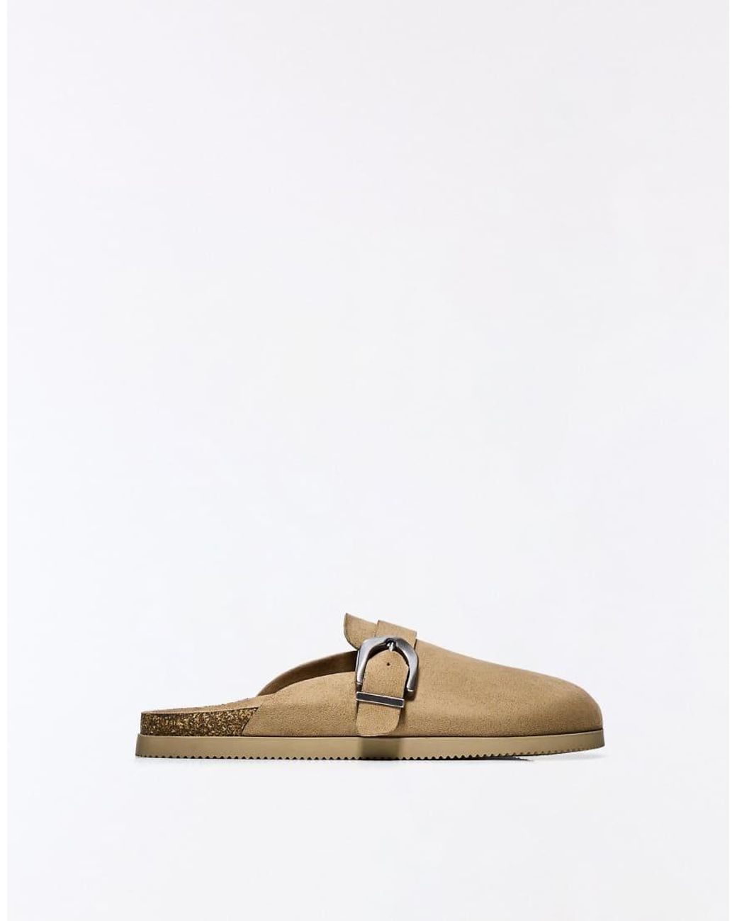 Bershka Natural Clogs With Buckle Detail