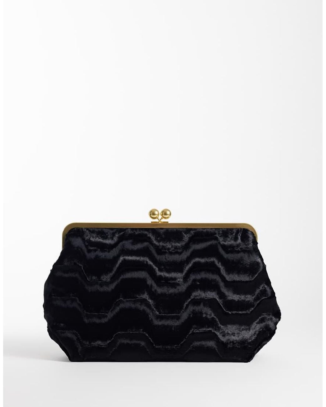 ASOS Black Faux Fur Astrakhan Large Frame Clutch Bag