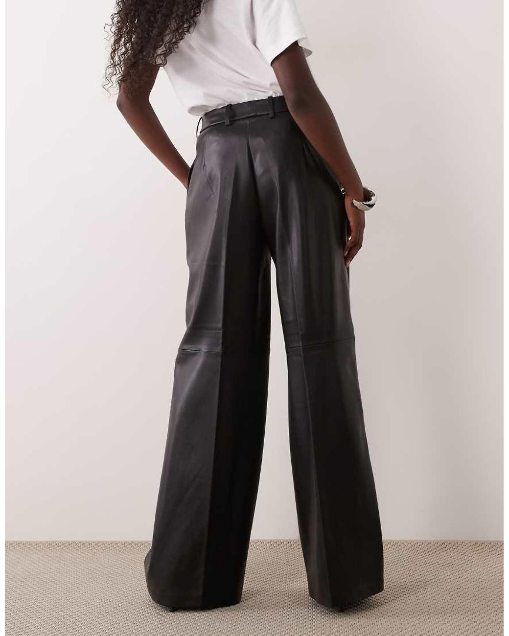 Mango White Faux Leather Straight Trouser