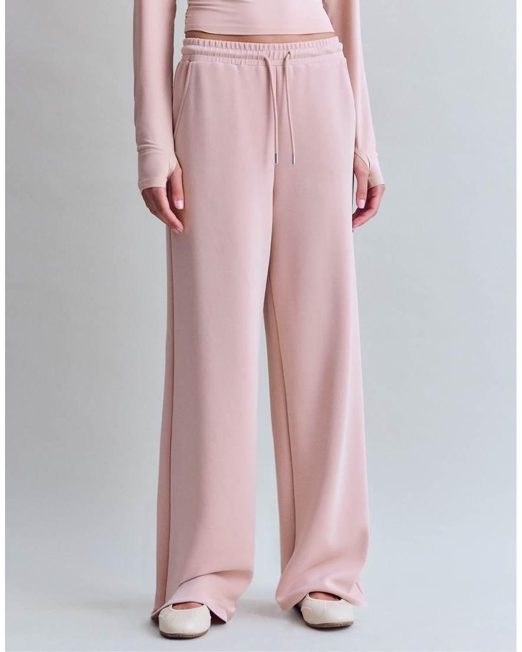 Stradivarius Pink Soft-Touch Palazzo Trousers