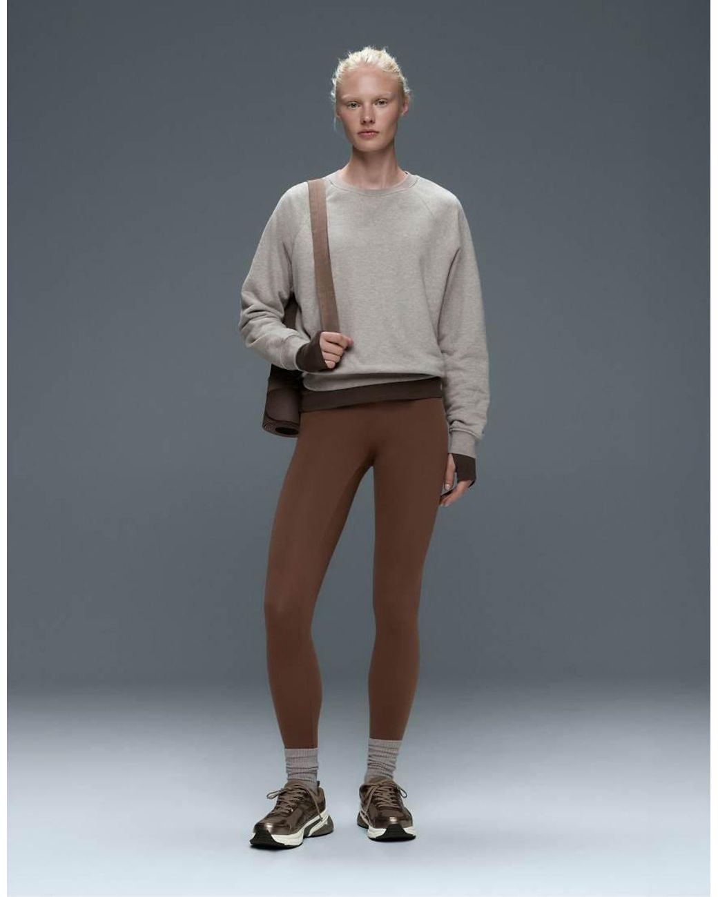 Oysho Brown Comfortlux High-Waisted Ankle-Length Leggings