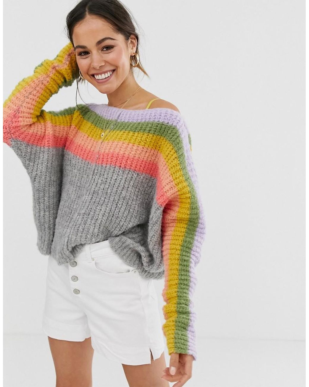Grey cheap rainbow sweater