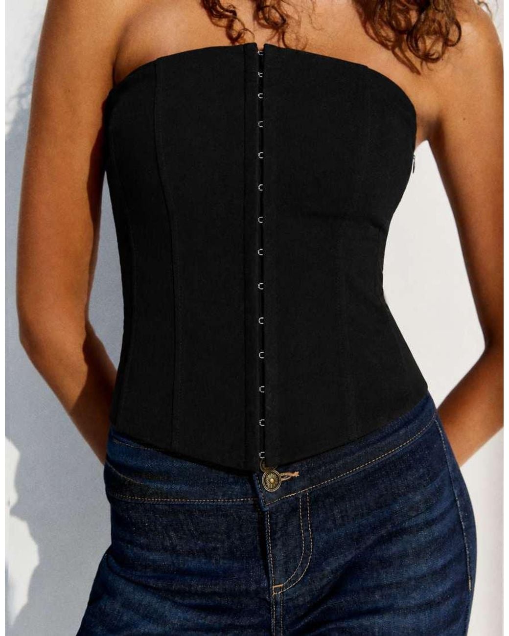 Bershka Black Corset Bandeau Top