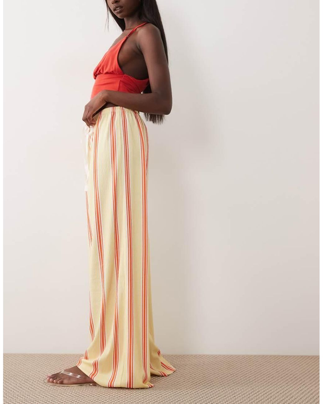 ASOS Multicolor Drawstring Texture Wide Leg Trousers