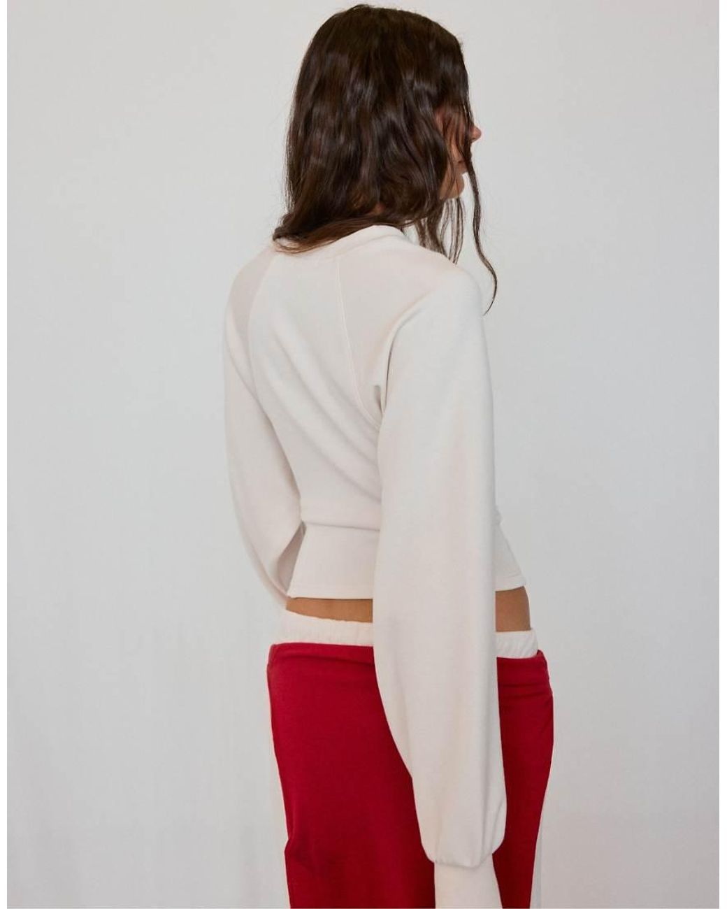 Stradivarius White Soft-touch Fitted Waist Sweatshirt
