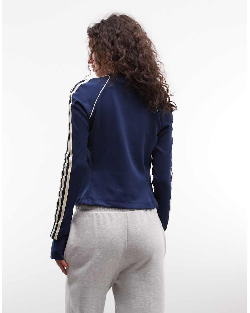 Adidas Originals Blue Adidas Originals Sport Zip Thru Top