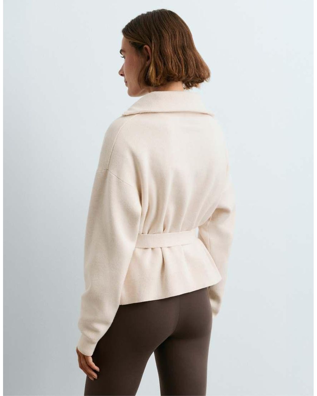 Oysho Natural High-neck Belted Jacket