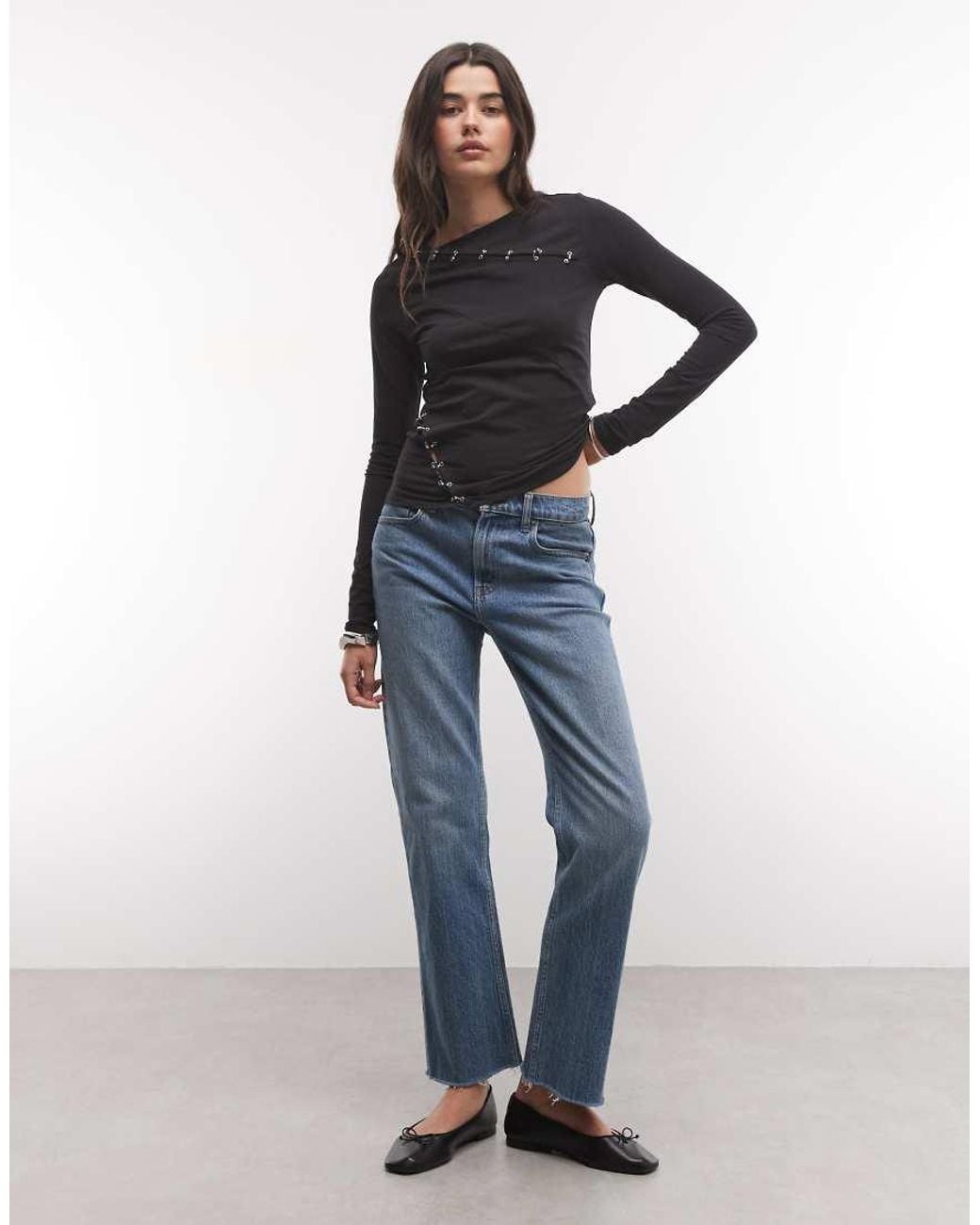 Weekday Blue Long Sleeve Top With Piercing Detail