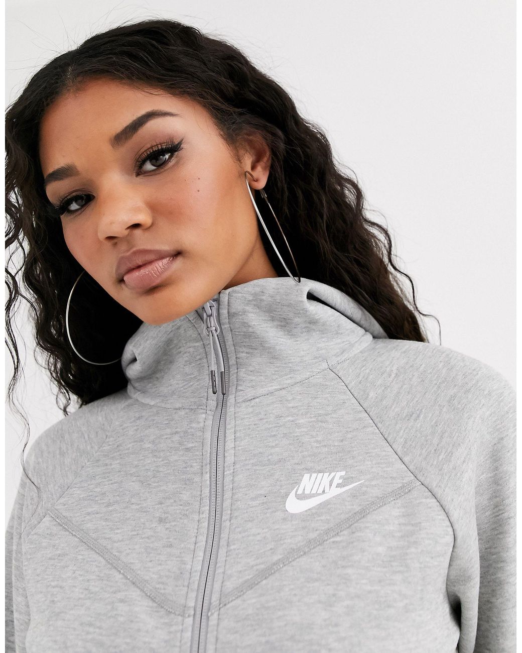 Nike Fleece – tech – graue kapuzenjacke mit reißverschluss in Grau | Lyst DE