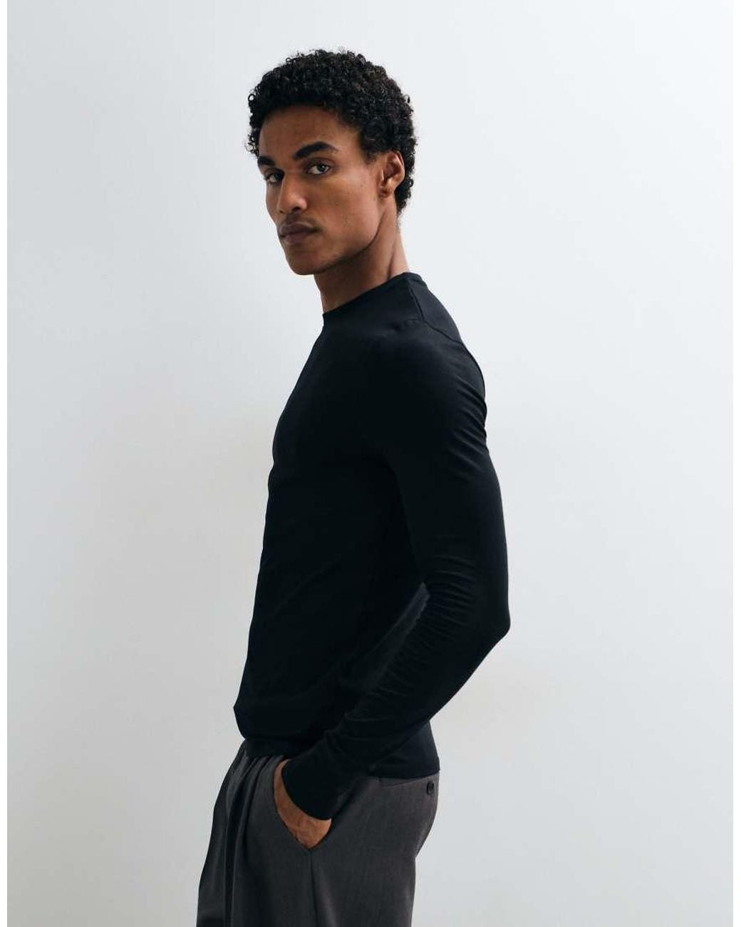 ASOS Blue 2 Pack Essentials Long Sleeve Muscle Fit T-shirt for men