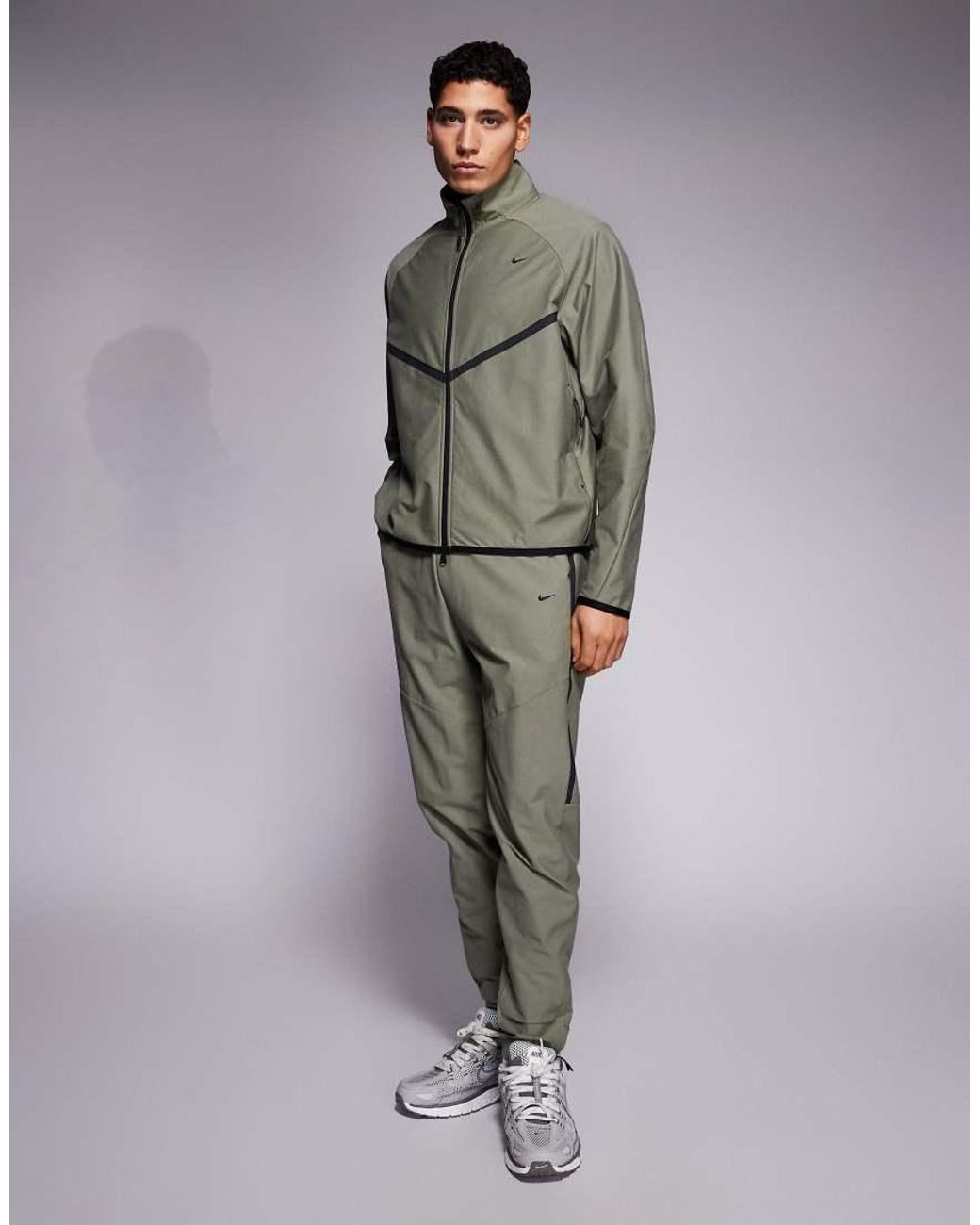 Nike Gray Tech Shori Full Zip Funnel Neck Track Jacket for men