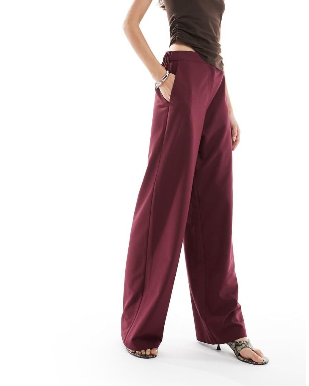 ASOS Red Tall Tailo Relaxed Straight Leg Trousers