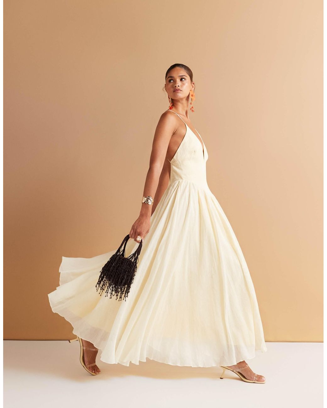bardot arletha halter maxi dress in Natural Occassion Dress