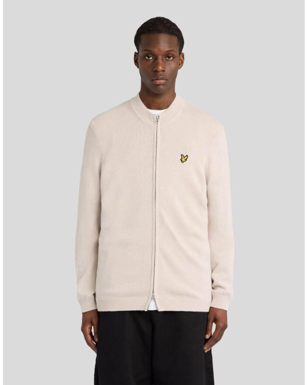 Lyle & Scott Natural Mid Knits Relaxed Cotton Merino Full Zip Jumper for men