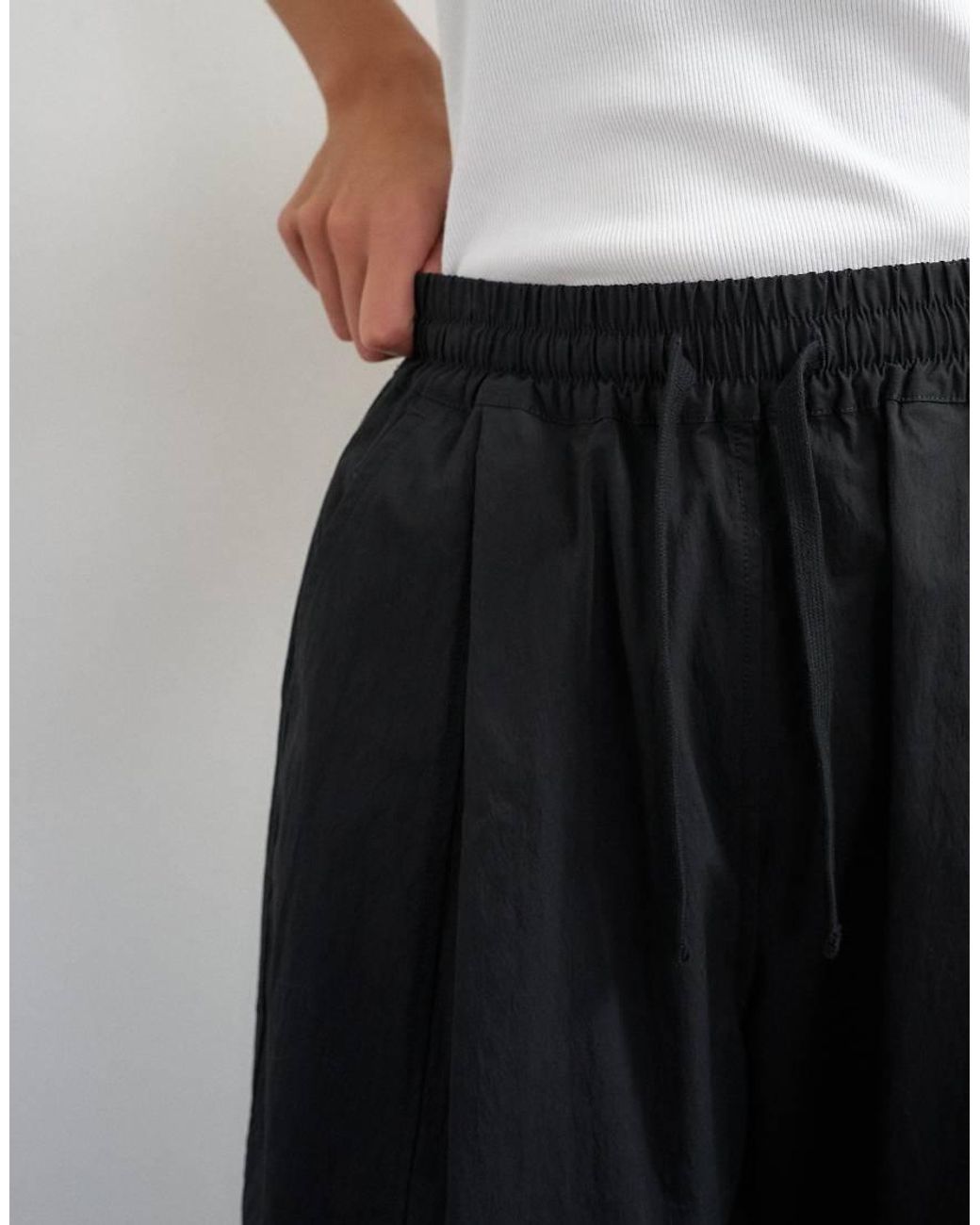 TOPSHOP Black Drawcord Techy Balloon Trousers