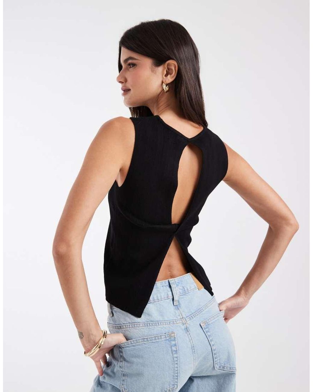 JJXX Black Twist Back Knit Top
