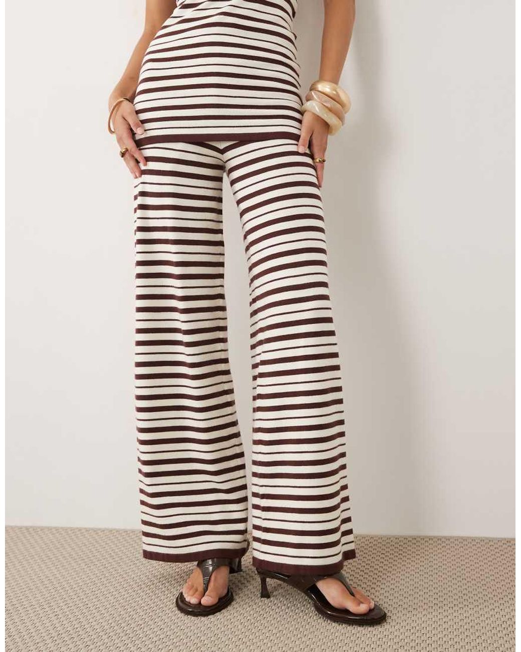 4th & Reckless Multicolor Textured Knit Drawstring Waist Wide Leg Trousers Co-Ord