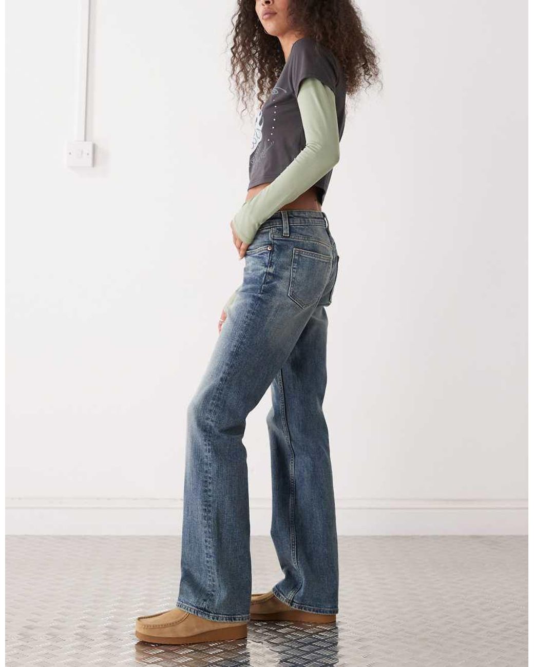 Weekday Blue Tension Slim Fit Bootcut Flare Jeans