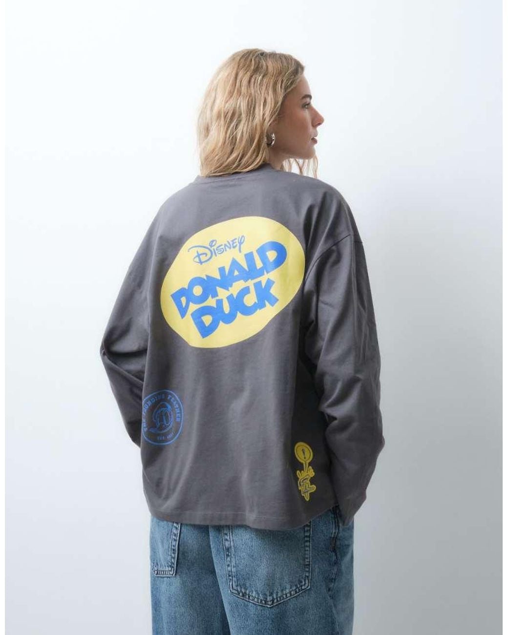 ASOS Blue Disney Oversized Long Sleeve T-shirt With Donald Duck Print