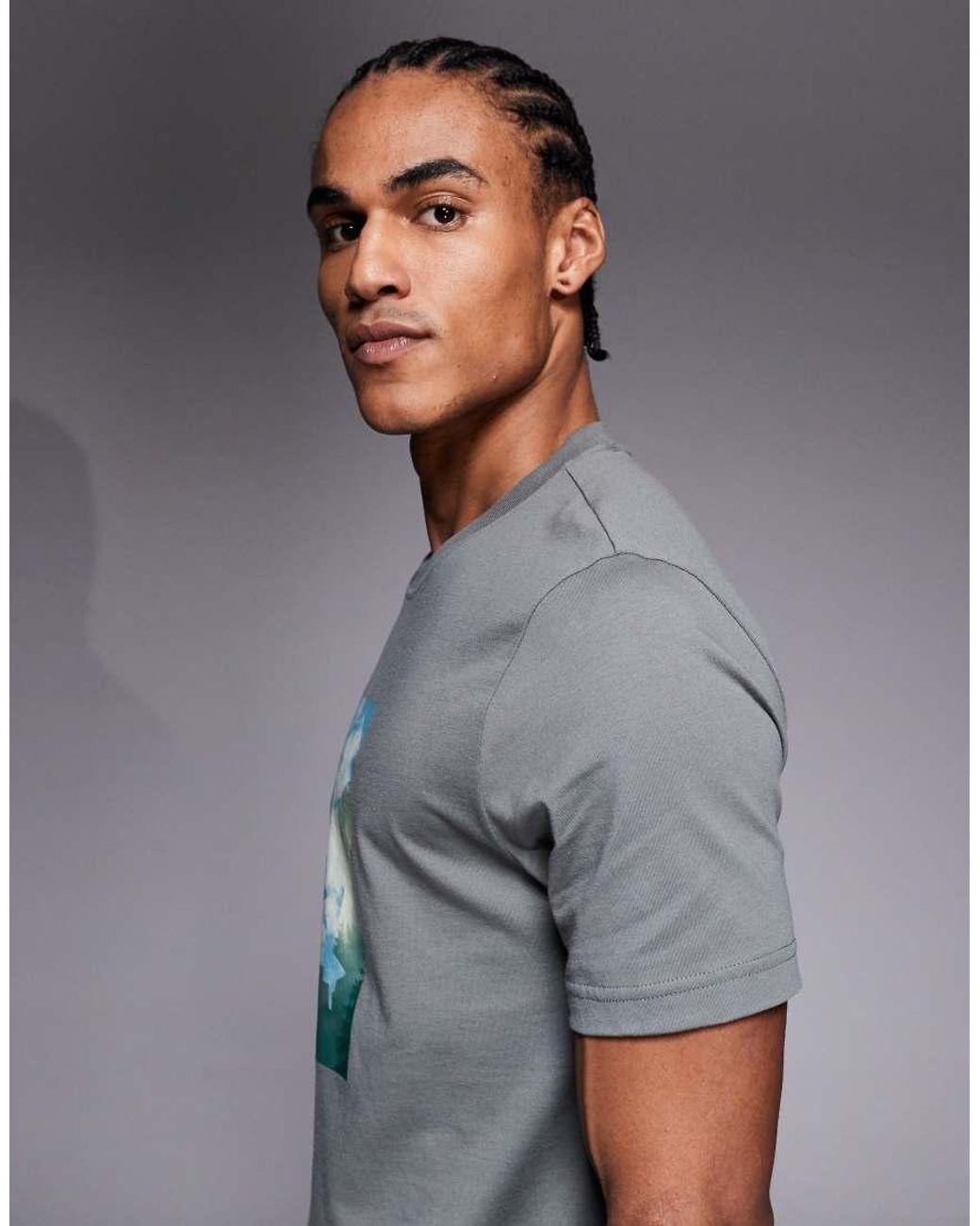 Boss Gray Cover Chest Print T-shirt for men