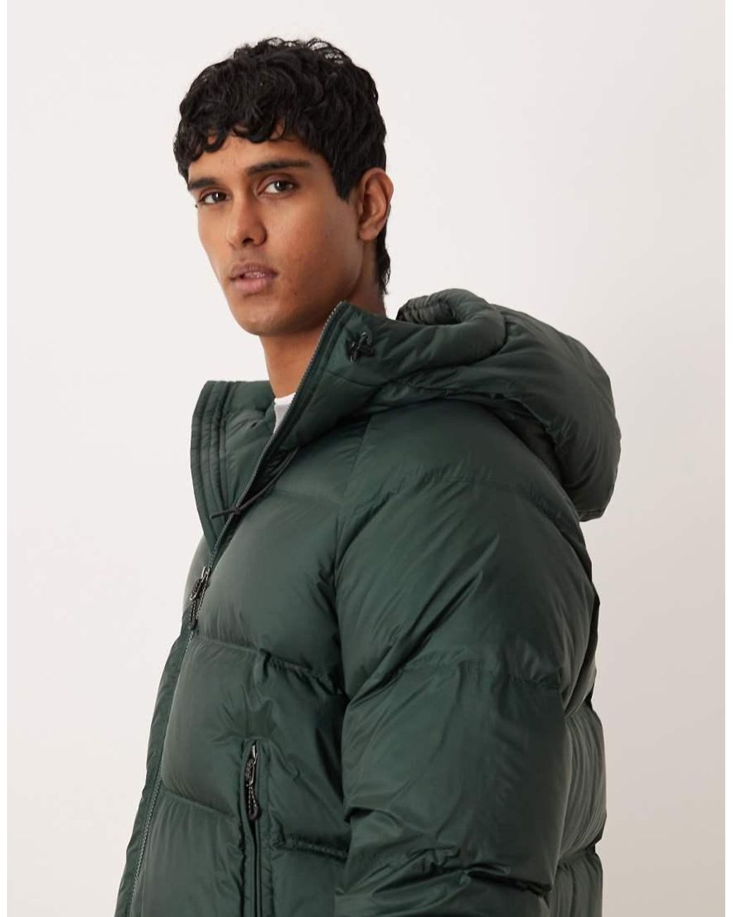 ARKET Green Sporty Down Jacket With Hood for men