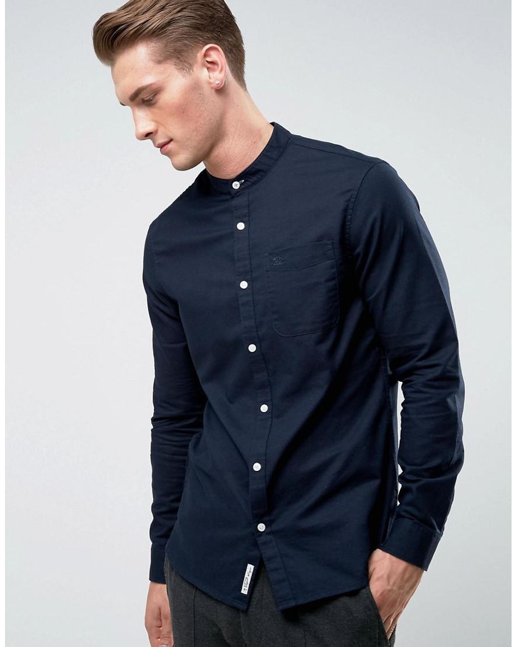 ORIGINAL PENGUIN Grandad Cotton Oxford Shirt Camisa para Hombre 