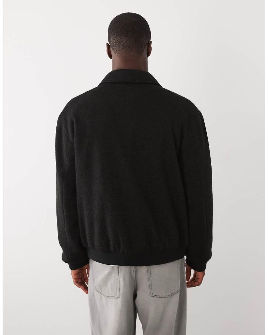 ASOS Black Wool Look Bomber for men