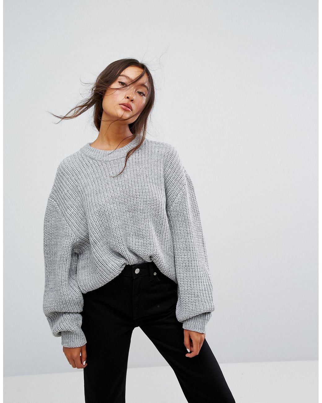 Weekday Huge Knit Sweater in Grey | Lyst Canada