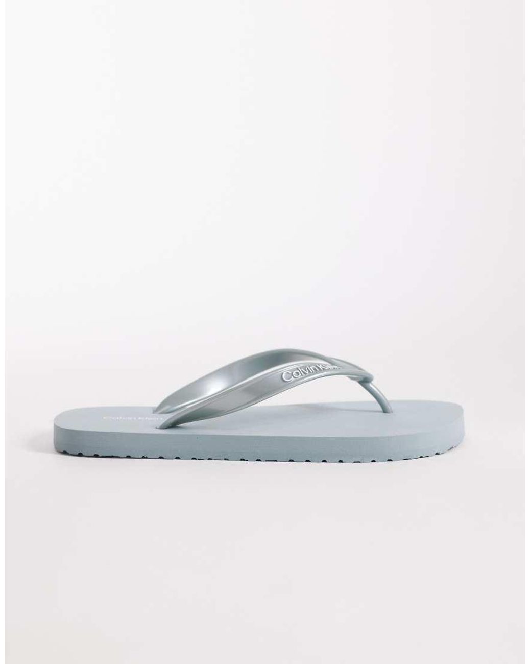 Calvin Klein Blue Jeans Metallic Flip Flops