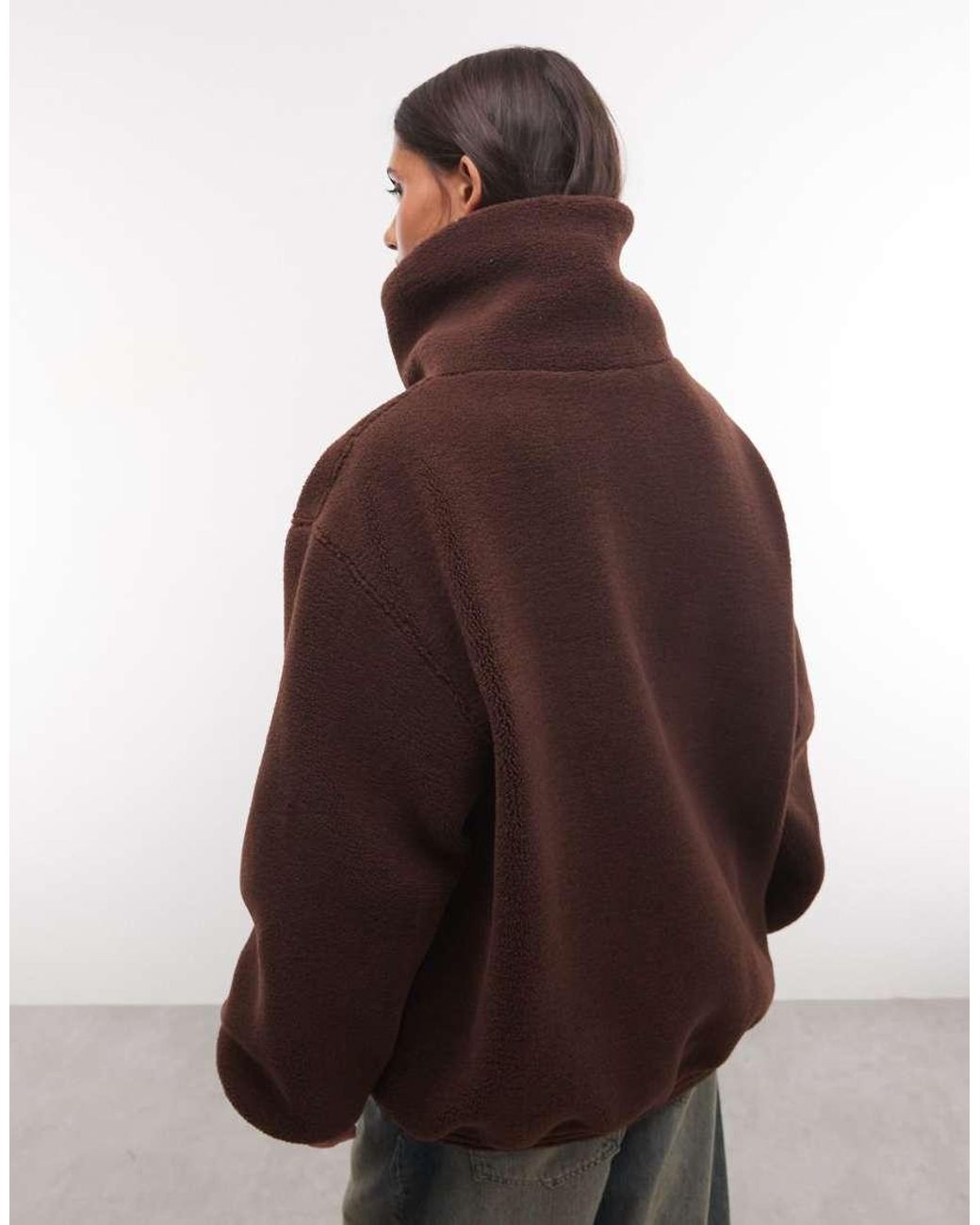 Weekday Brown Wool Blend Hairy Knit Zip Through Cardigan