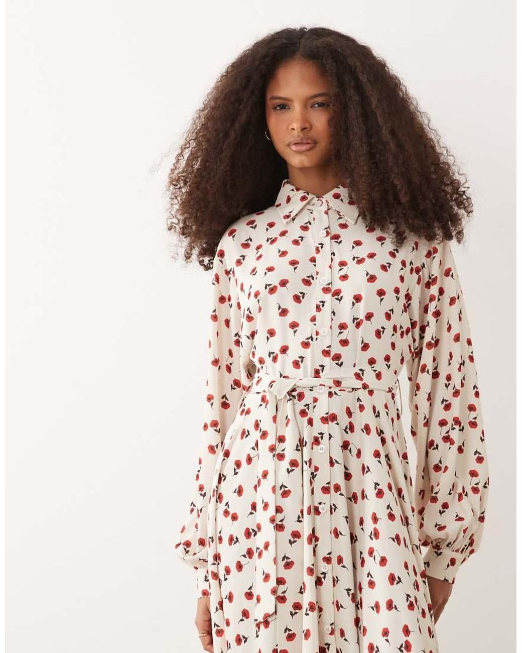 Iyal White Collar Detail Button Through Maxi Dress