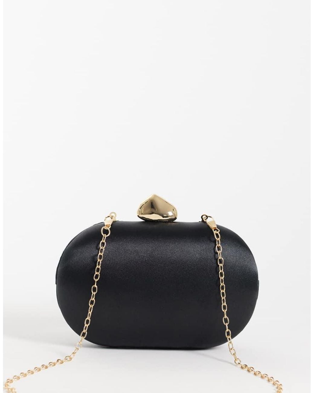 True Decadence Black Satin Twist Clutch Bag