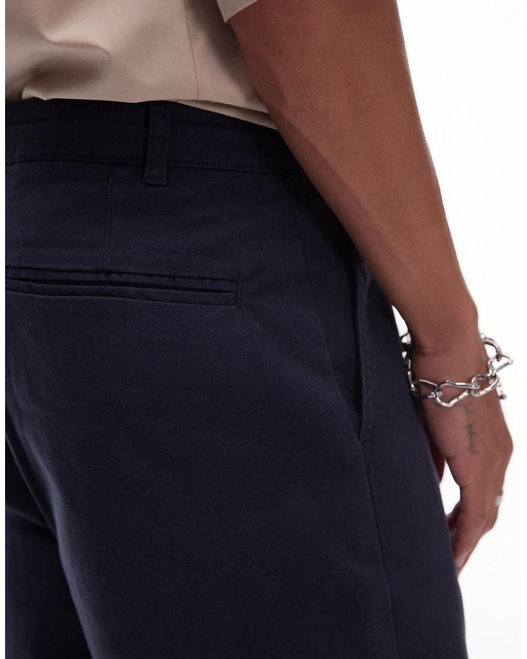 Topman Blue Tapered Chino Pants for men