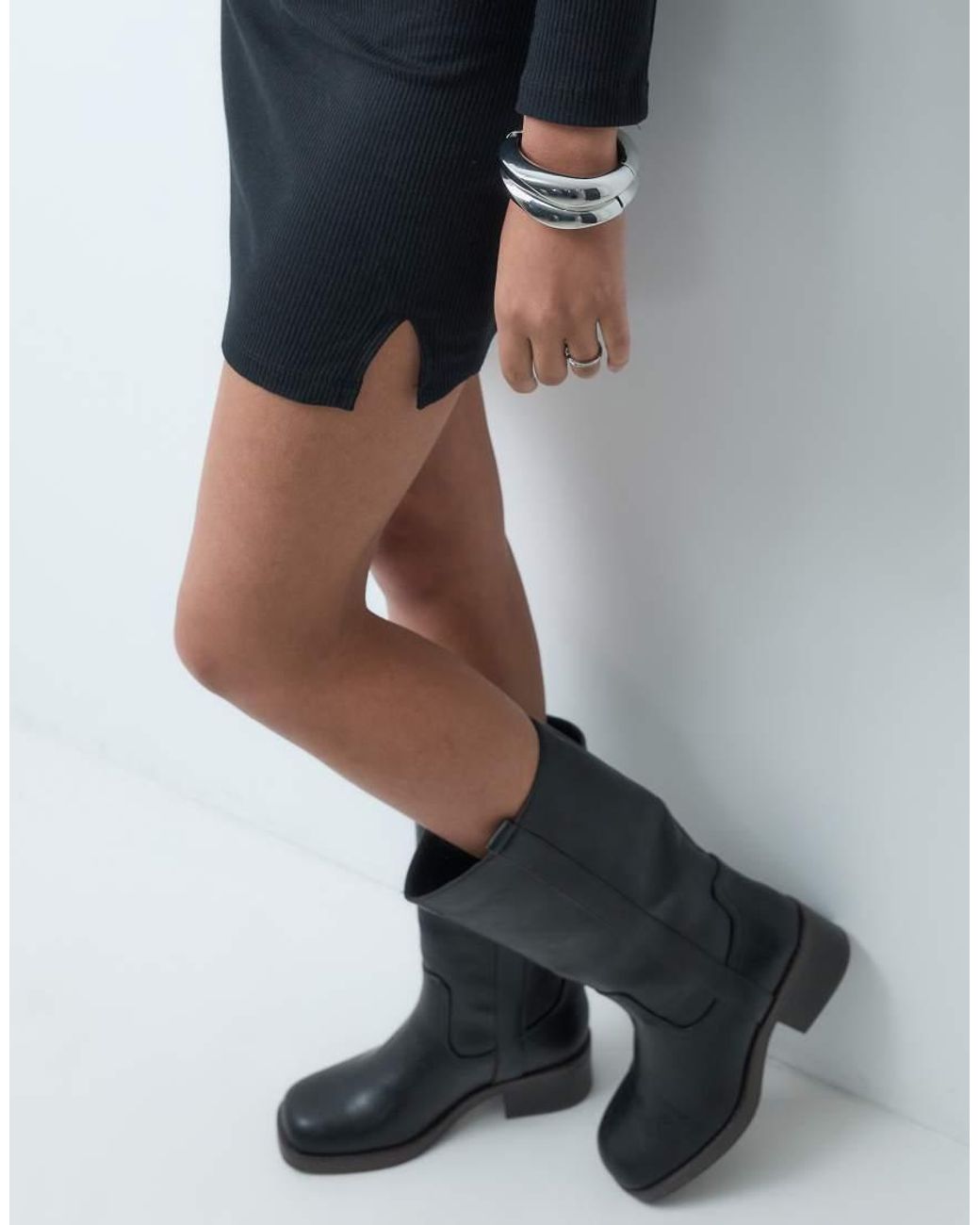 ASOS Black Long Sleeve Mini Dress With Split Hem