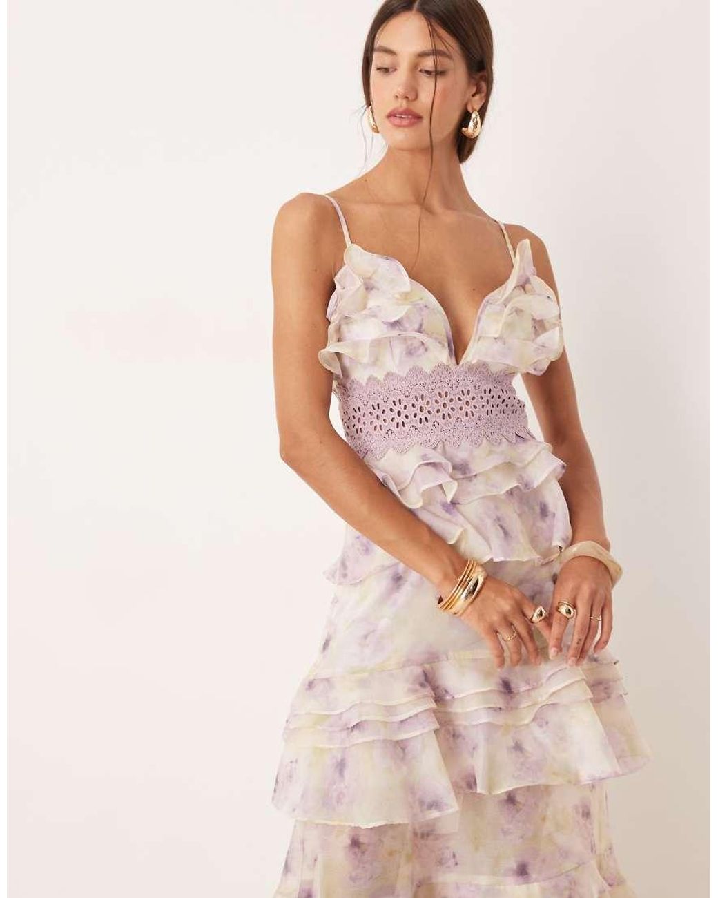 True Decadence Pink Tiered Ruffle Maxi Dress With Spaghetti Strap