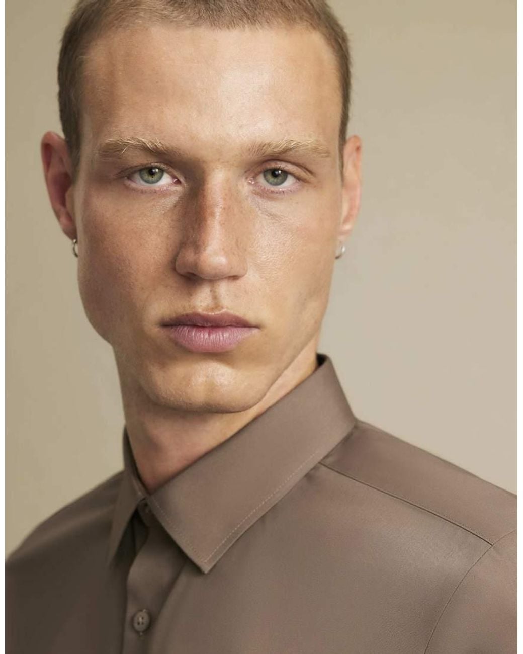 River Island Brown Slim Fit Cotton Shirt for men