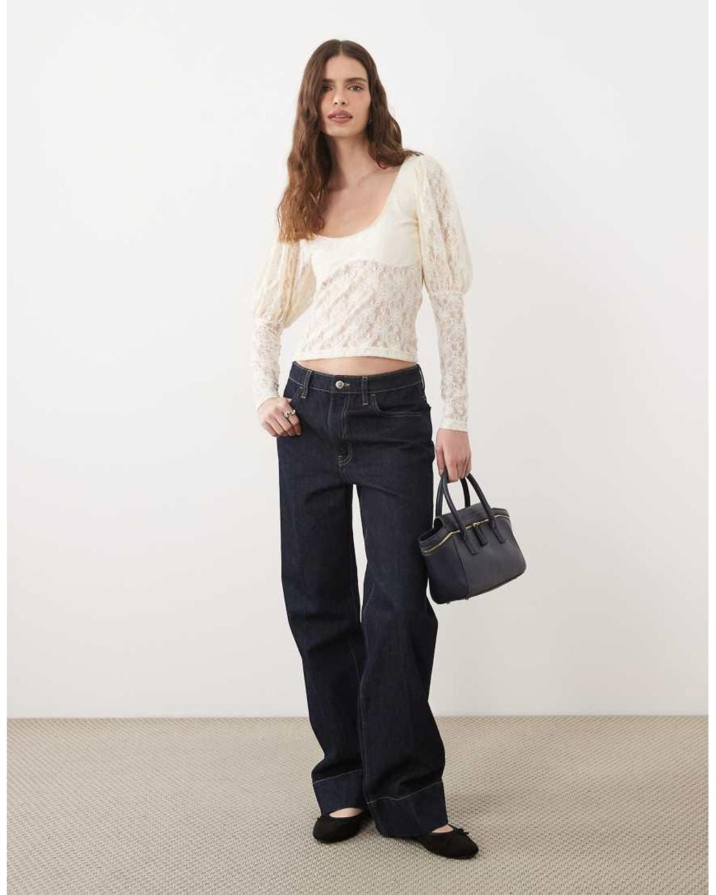Miss Selfridge White Long Sleeve Top With Puff Sleeve