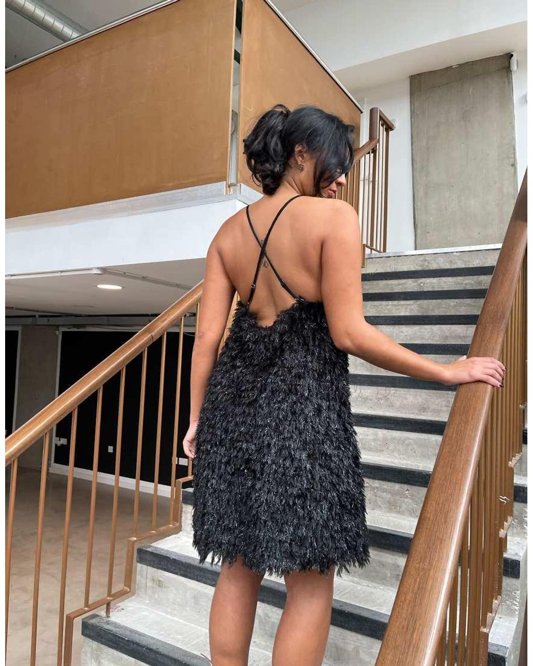 Glamorous Black Fringe Swing Mini Dress