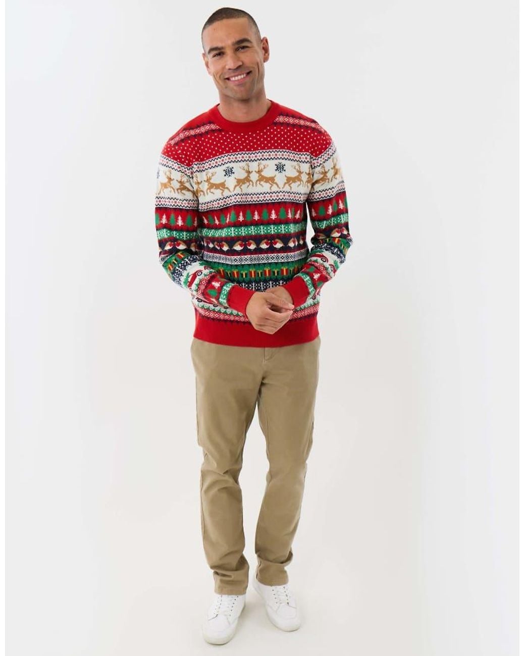 Threadbare Red Festive Fairisle Christmas Jumper for men
