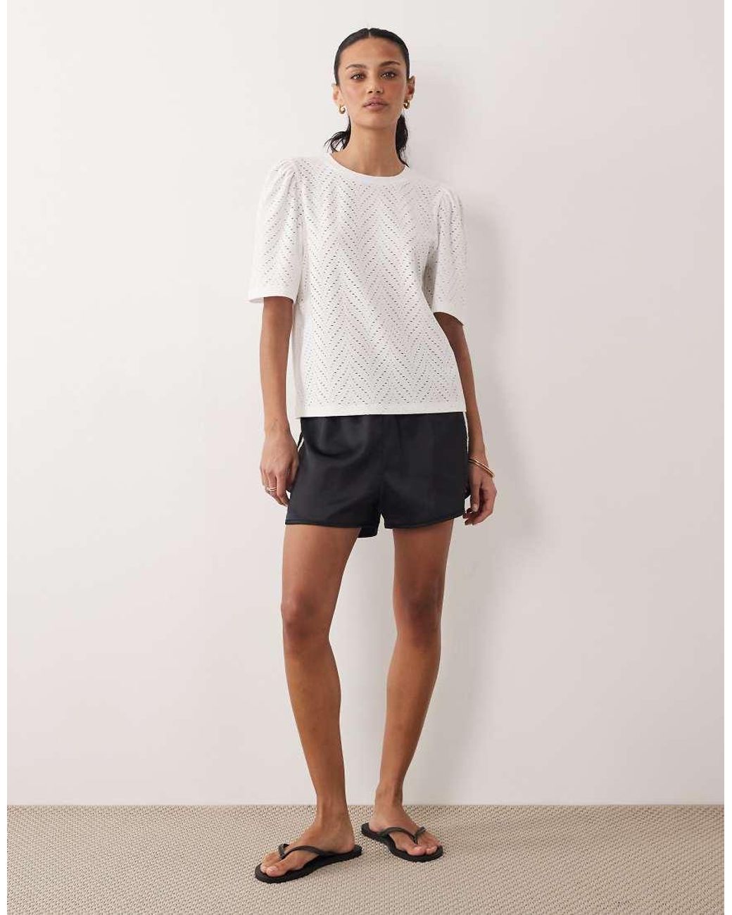 Jdy White Broderie Long Sleeve Top