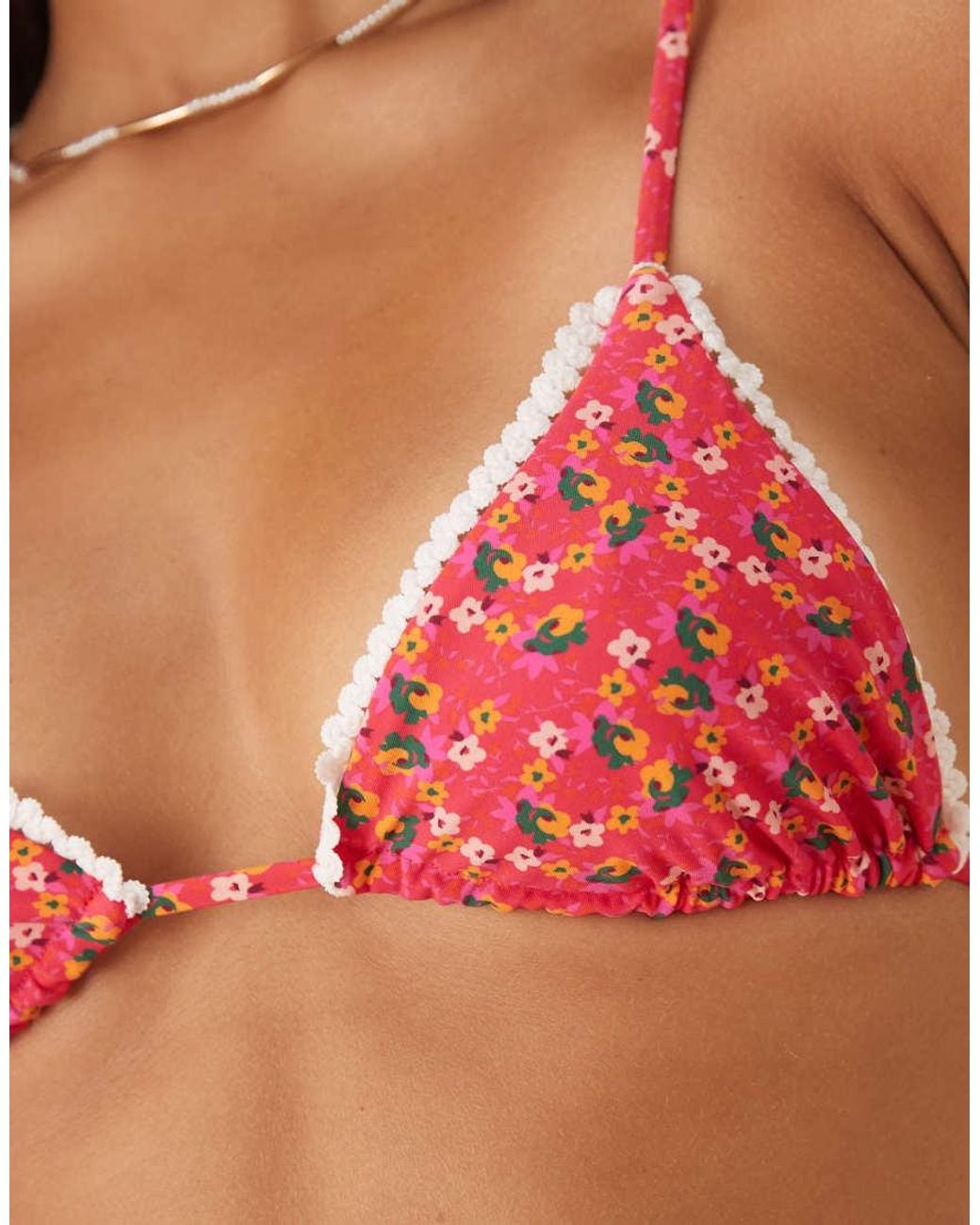 Wild Lovers Orange Rio Floral Print Triangle Bikini Top